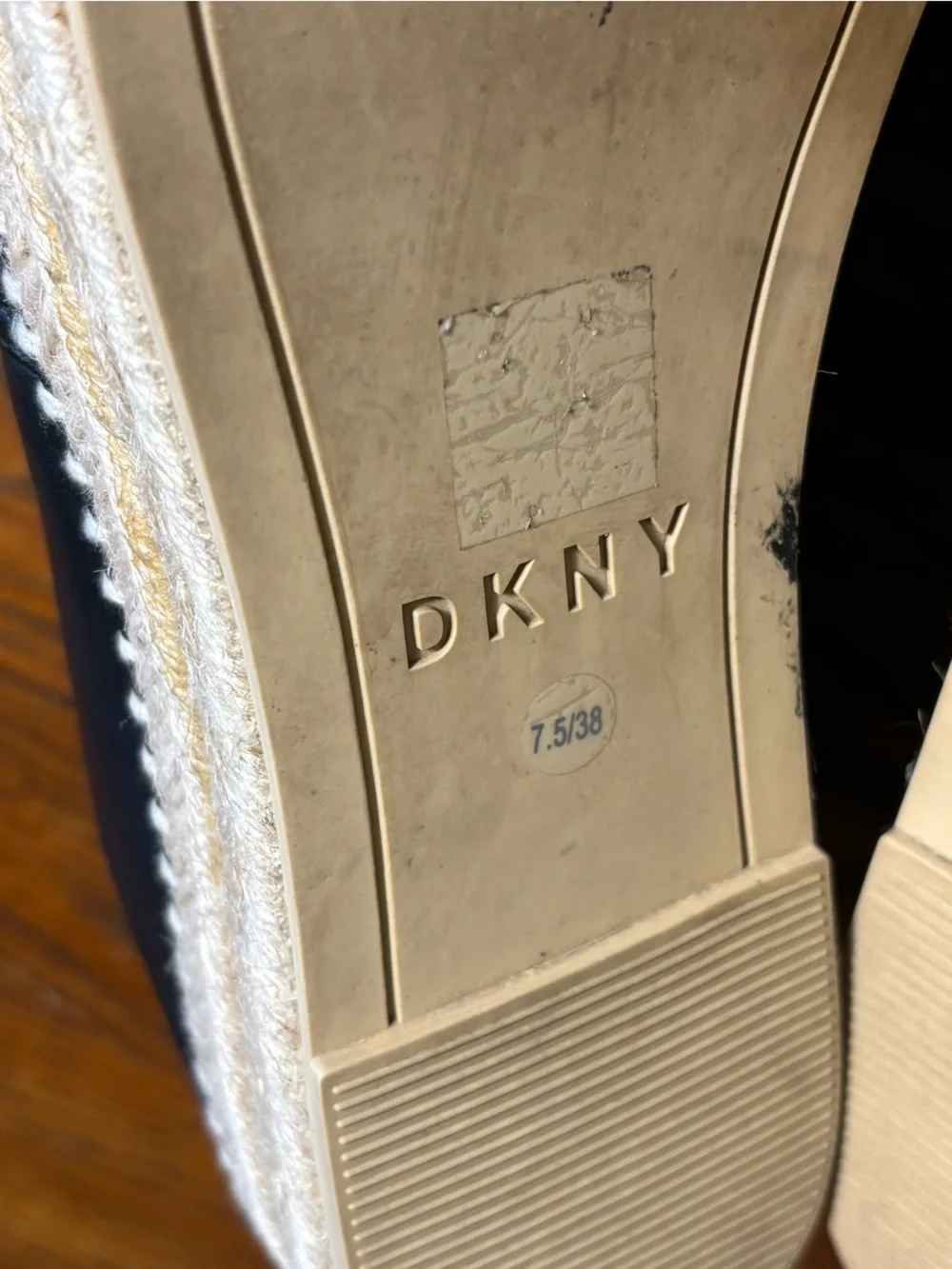 DKNY Leather Peep Toe Espadrilles. 1 1/2 inch wedge. Woman’s size 7.5